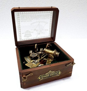 Telescopio náutico antiguo con caja de madera, astronómico marino Vintage - Product Image 6