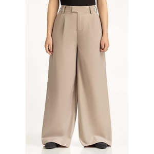 Pantalon de survêtement large pour femme, anti-plis, taille haute, en tissu crêpe, coupe droite WM-TRC-WS25-009B, respirant et taille XL - Product Image 1