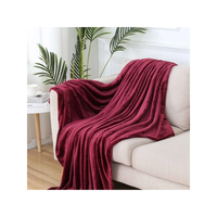 Manta de Sofá de Lino Acrílico Ligero, Color Morado Sólido, Diseño Espiga, 50x60 Pulgadas, con Borlas Suaves, Ideal para Interiores Minimalistas y Acogedores