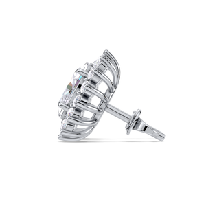 IGI Certified Lab Grown Diamond Oval Halo Stud <b>Earrings</b> 14K <b>Gold</b> Cluster Halo Diamond Studs - Product Image 2