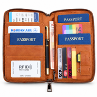 Portefeuille personnalisé en similicuir avec blocage RFID, porte-cartes de crédit, pochette, organisateur de documents, porte-passeport en cuir PU avec fermeture éclair