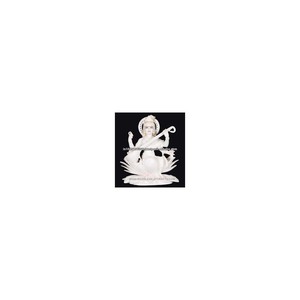 Estatua de Saraswati Mata en mármol blanco puro, sentada sobre una flor de loto, hermosa escultura de Saraswati Mata en mármol con vidha. - Product Image 1