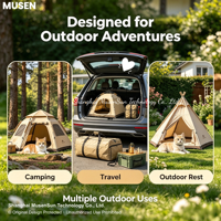 Tente de camping haut de gamme pour animaux de compagnie, aventure en plein air, polyester recyclé RPET, poteaux en alliage d'aluminium, imperméable, pliable, maison pour chien et chat, OEMODM