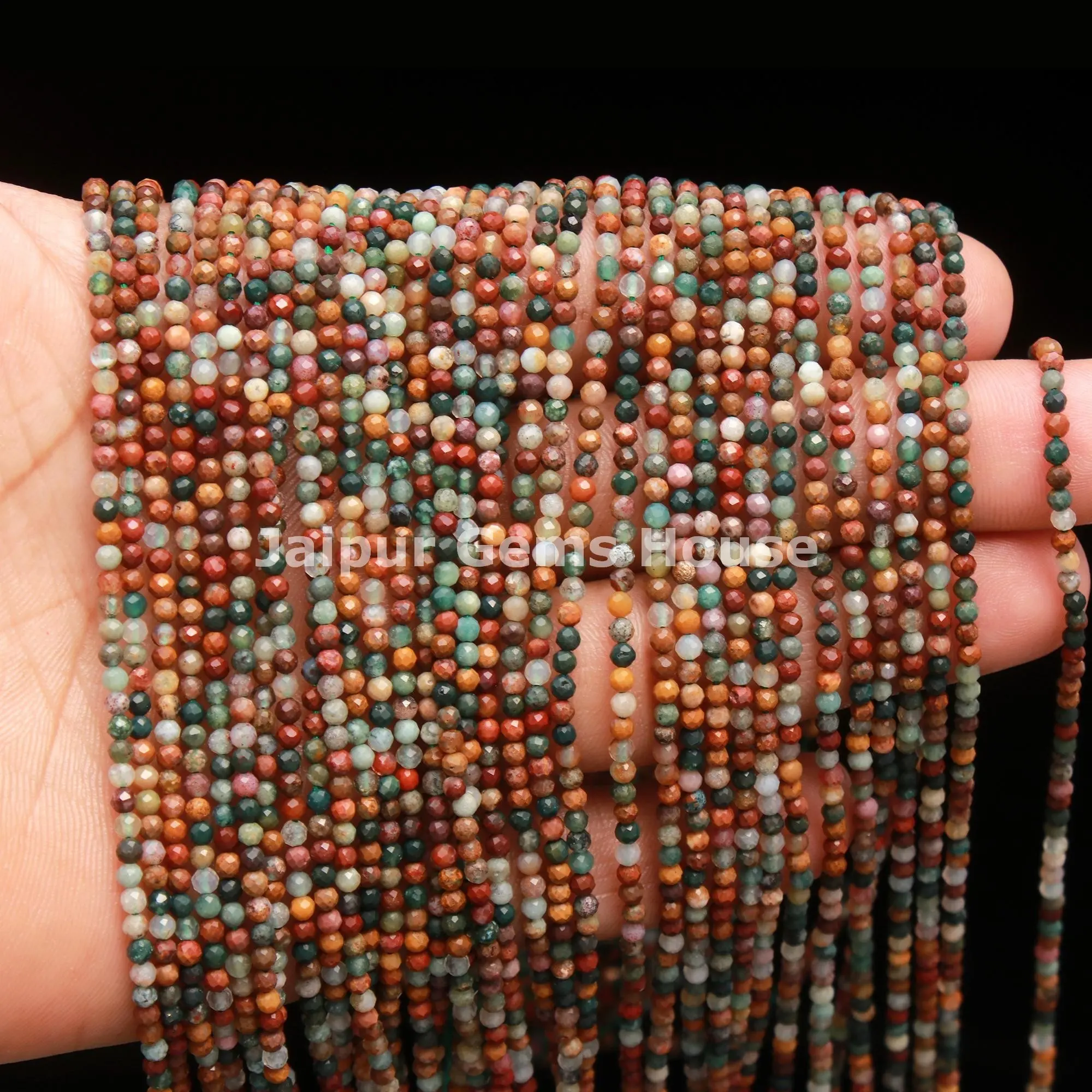 Natural Indian Agate Micro Faceted Round Beads, 2mm Mix Indian Agate Gemstone Beads, AAA Quality Agate Beads Strand for Jewelry