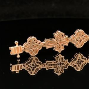 Bracelet en argent 925 plaqué or jaune avec croix sertie de diamants Moissanite incolores, style hip-hop, pour femmes. - Product Image 3