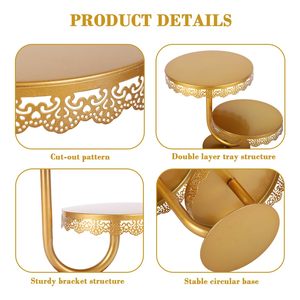 Ensemble de supports à gâteaux en métal pour les cérémonies de présentation, offrant un accès fluide à chaque section de desserts pour les invités - Product Image 3