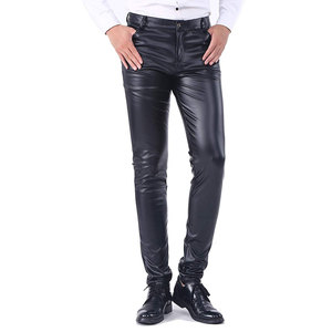 Reasonable Price Customized Logo Design <b>Men</b> Leather <b>Pant</b> Casual Wear Solid Color <b>Men</b> Leather <b>Pant</b> - Product Image 1