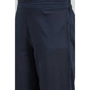Conjunto de Kurta de Algodón Sólido Azul Marino para Mujer, Conjuntos de Traje para Mujer - Product Image 6