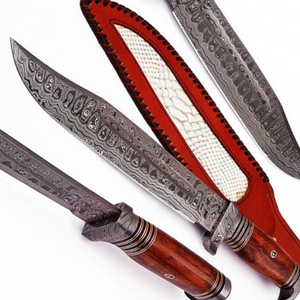 Cuchillo de caza de acero D2 hecho a mano personalizado con mango de madera, cuchillo Bowie de alto pulido con Funda de cuero. - Product Image 2