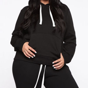 Ensemble de survêtement pour femme, coupe classique, uni, écologique, sweat-shirt en molleton, pantalon, respirant, décontracté, hiver - Product Image 6