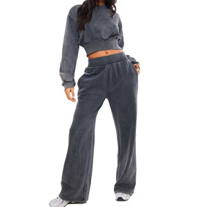 เสื้อสเวตเตอร์ขากว้างเอวสูงระบายอากาศสำหรับผู้หญิงสำหรับฤดูหนาวเสื้อสเวตเตอร์แขนยาวตัดโลโก้ออกแบบได้ตามต้องการ - Product Image 1