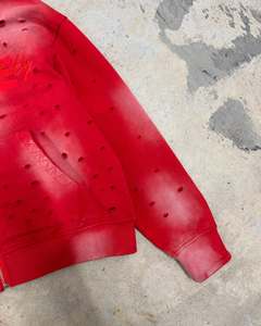 OEM Streetwear Sweat à capuche en coton éponge française délavé à l'acide Vintage Logo personnalisé Surdimensionné Stone Wash Sun Faded Distressed Hoodies - Product Image 5