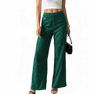 Pantalons de jogging pour femmes en coton molletonné avec strass, nouveau design, vente en gros, pour le streetwear - Product Image 1