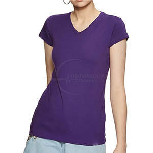 Camiseta con cuello redondo y logotipo personalizado de OEM para mujer, camiseta con diseño de color personalizado, venta al por mayor, camiseta para mujer 100% algodón - Product Image 1