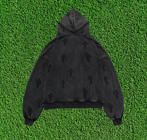 Sweat à capuche d'hiver 100% coton pour hommes, élégant, épais, design bouffée, imprimé en relief, vêtements de rue, teint uni, brodé - Product Image 4