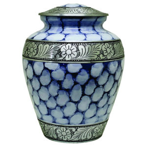 Urnas de Cremación Hechas a Mano de Estilo Europeo en Color Azul y Blanco para Adultos de 10 Pulgadas con Bolsa de Terciopelo Ecológica y Duradera - Product Image 2