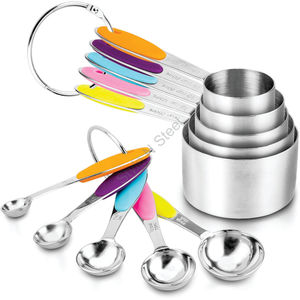 Cuillères à mesurer à manche en acier inoxydable Ensemble de 4 tasses à mesurer ovales - Product Image 3