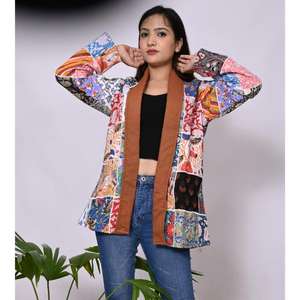 Veste matelassée bohème pour femmes, patchwork floral, manteau en coton, taille unique, vêtements d'automne et d'hiver - Product Image 4