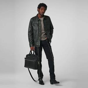 Veste en cuir vintage noire pour homme avec boutons-Manteau en cuir classique boutonné pour un look rétro intemporel, parfait pour décontracté - Product Image 1