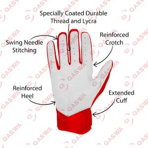 Nuevos guantes de bateo de béisbol de cuero combinado blanco y rojo personalizados recién llegados guantes de bateo de béisbol suaves - Product Image 2