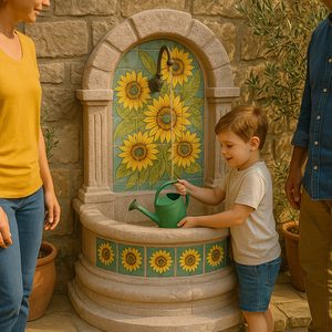 Fontana Modello Girasole Spagnolo in Maiolica H120XL80XD45 cm Effetto Pietra in Cemento - Product Image 5