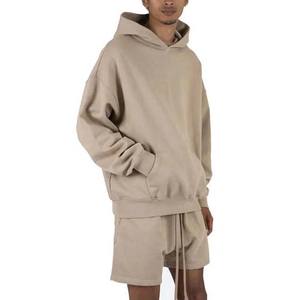 Survêtements deux pièces personnalisés vêtements de sport couleur unie vierge 100% coton vêtements pour hommes sweat à capuche respirant et ensemble short High Street - Product Image 5