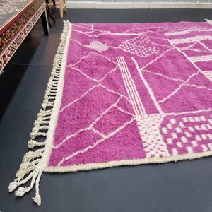 พรมเนื้อผ้าคอตตอนลายบล็อกมือดีไซน์เนอร์สีชมพูสวยงาม100% ลวดลายแอบสแตรกต์สำหรับตกแต่งบ้านห้องนั่งเล่น - Product Image 2