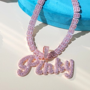 14k Rose Gold Lab Grown Diamond Filled Iced Logo Letter Hip Hop 925 Unisex <b>Name</b> <b>Necklace</b> <b>Custom</b> Luxury IGI Certified Jewelry - Product Image 6