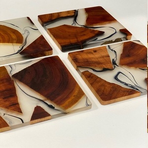 Dessous de verre européen de haute qualité en forme de Monstera en céramique, bois et résine, décoration de table de bar classique pour la maison, accessoires de feuille de tasse en carton - Product Image 3