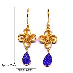 Party Wear 925 Sterling Silver Gold Plated Jewelry Tanzanite Gemstone Women Wear Hanging <b>Snowflake</b> <b>Earring</b> - Product Image 1