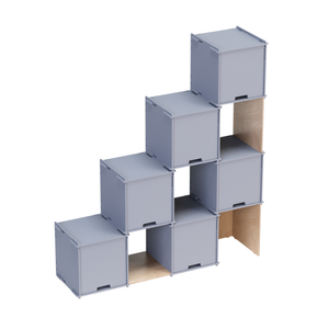 Scaffale modulare autoportante in legno a cubetti 110x120cm a muro ad incastro per libri gioielli uso Garage e ufficio - Product Image 6