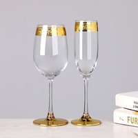 Verres à Boire à Base Épaisse Motif Clé Grecque Bord Doré : Flûtes à Champagne, Verres à Cognac, Highball, Rocks, Whisky et Vin Rouge