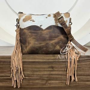 Elegant Custom Luxury Hard Wax Cowhide Leather Fringe Handbag Manufacturer High Quality Genuine Leather Lady Handbag for Women's - Product Image 1