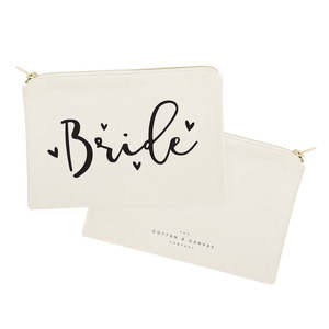 Bride Fashionable Cotton Canvas Cosmetic Bag Large Capacity Portable <b>Makeup</b> <b>Case</b> Zipper Handle Durable Letter Travel Accessory - Product Image 2