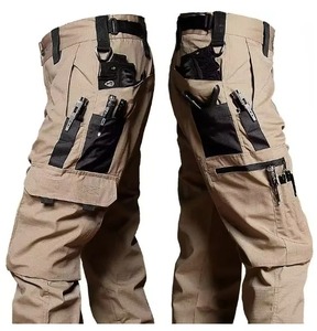 Pantalon cargo en toile respirant et écologique pour homme, pantalon de travail multi-poches, 100% coton, taille élastique, vêtements d'hiver - Product Image 2