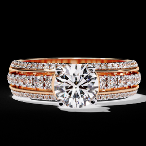 Premium 0.80 Carat Lab Grown Diamond Wide Band <b>Ring</b> in Gold Statement Design Fine Jewelry - Product Image 2