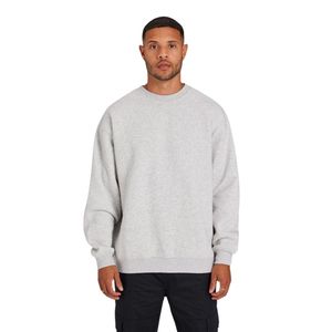 Sudadera de gran tamaño para hombre Grey Marl 345GSM Jersey de algodón Cuello redondo con logotipo sutil en el pecho y ajuste relajado - Product Image 1