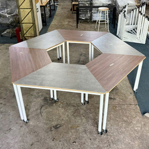 FOS 6-Piece Modern & Contemporary <b>Office</b> Furniture Trapezoidal Mobile <b>Table</b> Set with Iron Legs Plywood Frame-for Hotels-FOS009 - Product Image 5