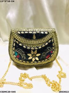 Sac de soirée en mosaïque métallique fait à la main pochette pour dames vente en gros de sacs de soirée fabriqués en Inde à bas prix pour la fête - Product Image 2