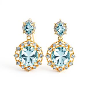 Bijoux plaqués or 18k de pierres précieuses de quartz bleu exquis, bijoux en or faits à la main en argent sterling 925 - Product Image 3