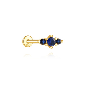 Orecchino per cartilagine con filettatura interna in <span class=keywords><strong>argento</strong></span> 925 placcato oro 18K, con zircone blu 5A di diverse misure, per <span class=keywords><strong>piercing</strong></span> Helix e <span class=keywords><strong>Trago</strong></span> - Product Image 2
