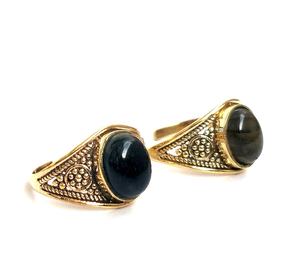 Anillos de latón de joyería fina hechos a mano con ajuste de bisel ovalado de mujer de labradorita natural para regalos y aniversarios - Product Image 1