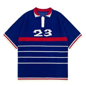 Camiseta con letras de fútbol de punto suelto personalizada, jersey de Polo de manga corta, camiseta de fútbol de punto - Product Image 4
