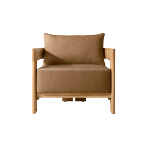 Outdoor <b>Patio</b> Furniture <b>Set</b> with Teak <b>Wood</b> and Brown Cushions - Product Image 1