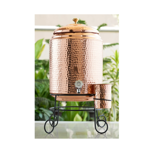 Dispensador de agua de cobre Olla con soporte de metal dispensador de agua de vidrio para una buena salud para humanos Venta caliente - Product Image 1