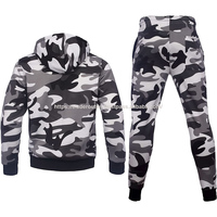 Conjunto Deportivo de Invierno con Camuflaje, Talla Grande, Top Corto con Capucha, Pantalones Joggers, Diseño de Parches, Estilo Casual, Unisex, con Ribete de Cinta, Reversible
