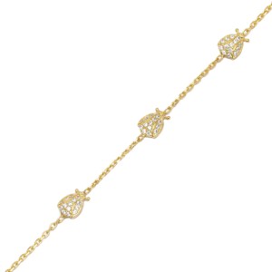 Pulsera de Plata de Ley 925 con Diseño de Mariquita y Circonita, Amuleto de Animal, Hecha a Mano en Turquía, Venta al por Mayor - Product Image 4