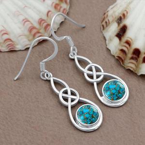 Pendientes de gota clásicos de piedras preciosas turquesas, Plata de Ley 925, joyería de regalo de fiesta para mujeres y niñas - Product Image 3