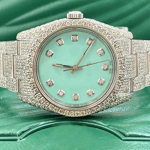 Alta demanda de acero inoxidable Ice Blue String Lab Grown Diamond Dial Full Iced Out Relojes disponibles a un precio asequible - Product Image 1