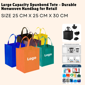 Bolso no tejido duradero de gran capacidad Spunbond Tote para venta al por menor - Product Image 1